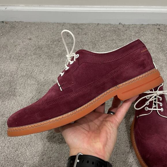 TED BAKER Julppita Wingtip Derby Dress Shoes Men’s Size 10 (UK 9) Burgundy Suede main image 9